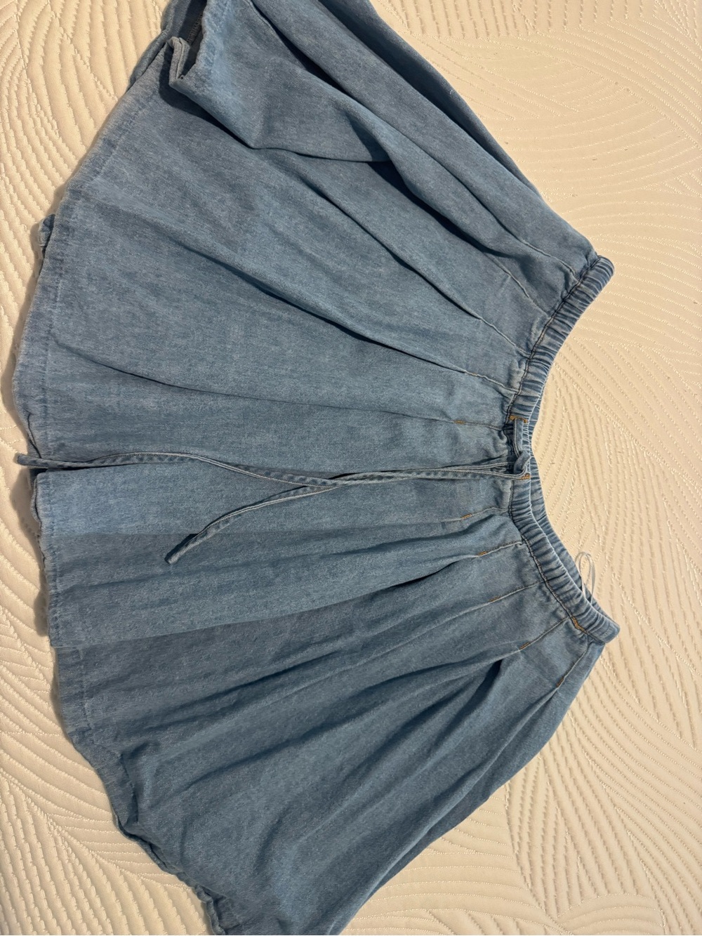 Wayf Light Blue Denim Skater Skirt